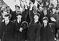 Image 10The 1960s British Invasion marked a period when the US charts were inundated with British acts such as the Beatles (pictured 1964). (from Pop music)